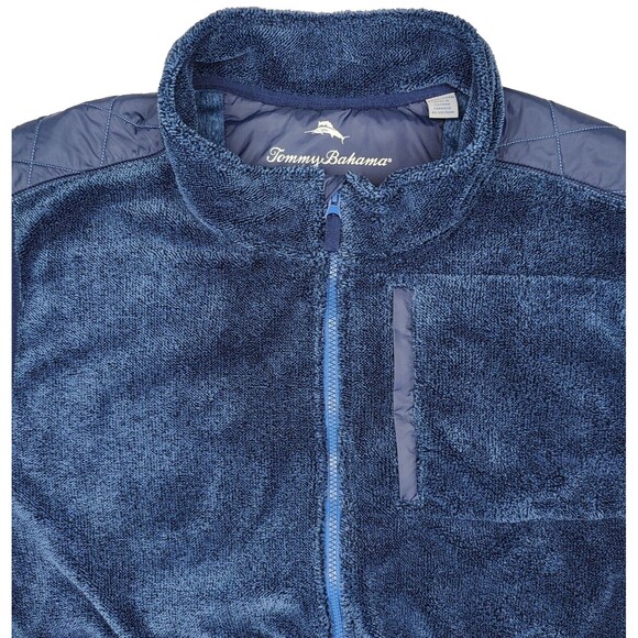 Tommy Bahama Fleece Vest Blue North Cascade Full Zip Quilted Cozy Soft Mens 3XL - Picture 1 of 9